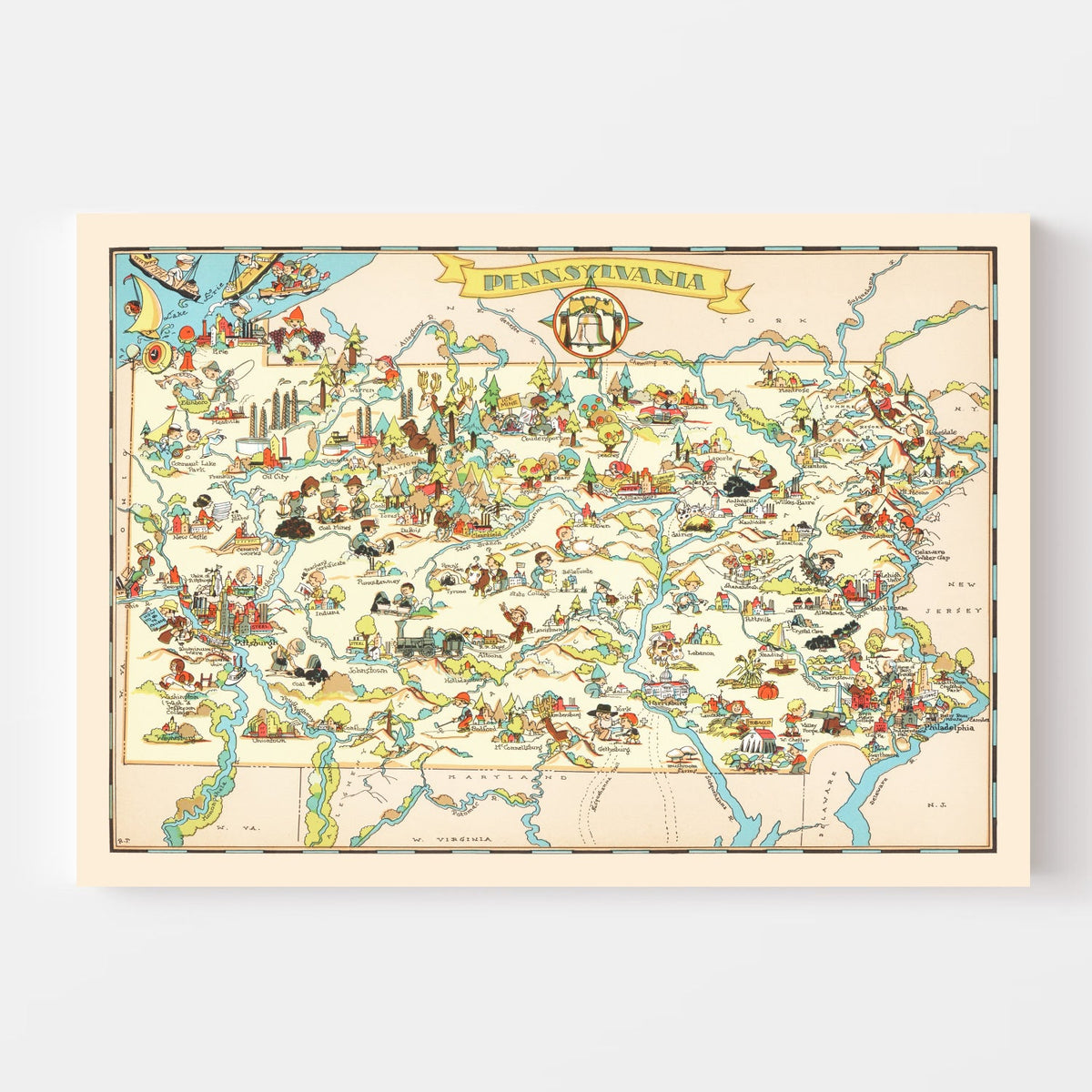 Vintage Map of Pennsylvania 1935