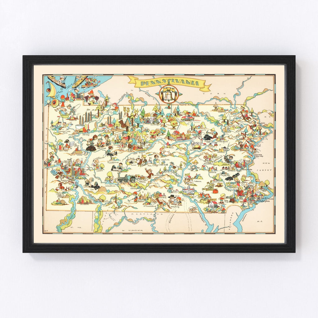 Vintage Map of Pennsylvania 1935