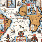 Vintage Map of Pirates & Buccaneers, 1938