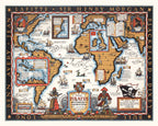 Vintage Map of Pirates & Buccaneers, 1938