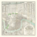Vintage Map of New Orleans, Louisiana 1878