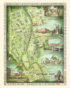 Vintage Map of Michigan State University, 1955
