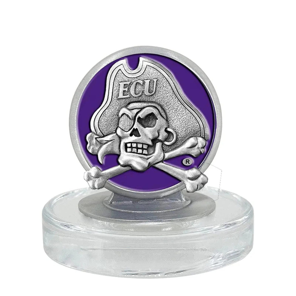 ECU Pirates Heritage Decanter with 3D Top and 2 Glasses with Chest Box