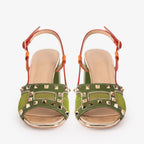 The Linea Green Leather Women Slingback Sandal