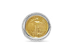 Fancy Solid White/Yellow/Rose Gold Handmade Coin Ring , 1/10oz Coin ,