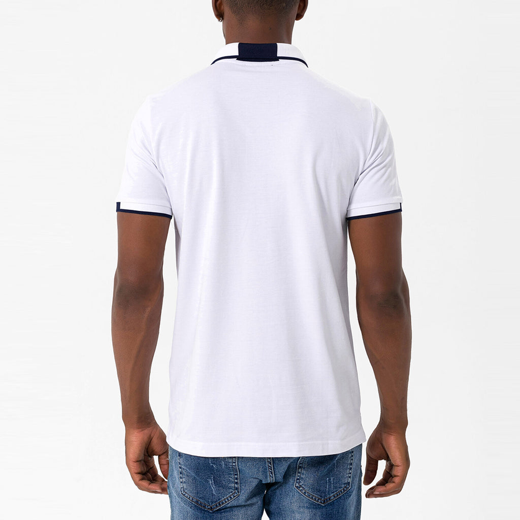 Marcelo Short Sleeve Polo Shirt // White + Navy