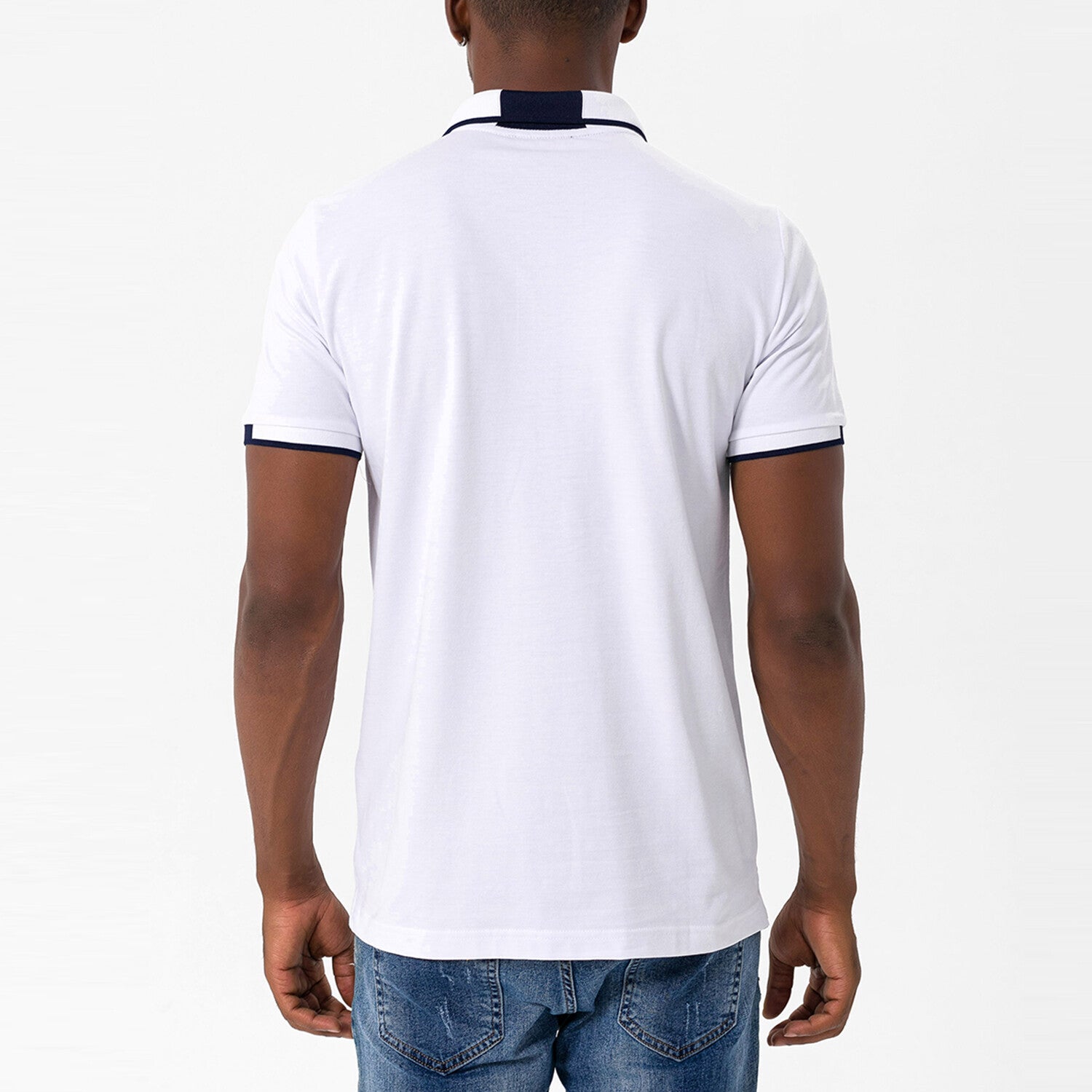 Marcelo Short Sleeve Polo Shirt // White + Navy