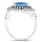 5.84 Carat Genuine Multi Stones .925 Sterling Silver Ring