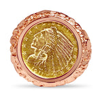 Nugget Solid White/Yellow/Rose Gold Handmade Coin Ring , Indian Head Coin ,