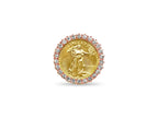 Diamond Fancy Solid White/Yellow/Rose Gold Handmade Coin Ring , 1/4oz Coin ,