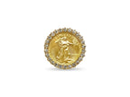 Diamond Fancy Solid White/Yellow/Rose Gold Handmade Coin Ring , 1/4oz Coin ,