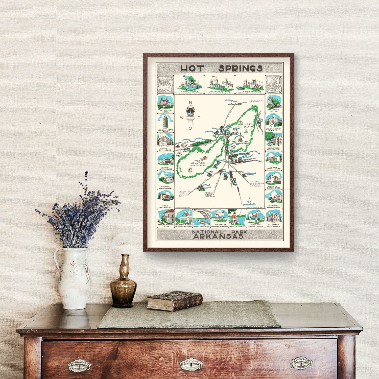 Vintage Map of Hot Springs National Park 1948