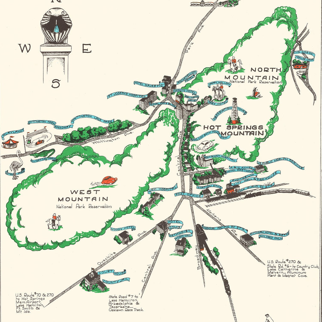 Vintage Map of Hot Springs National Park 1948