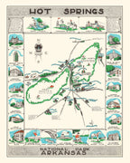 Vintage Map of Hot Springs National Park 1948