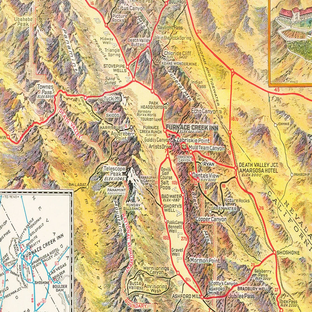 Vintage Map of Death Valley 1934
