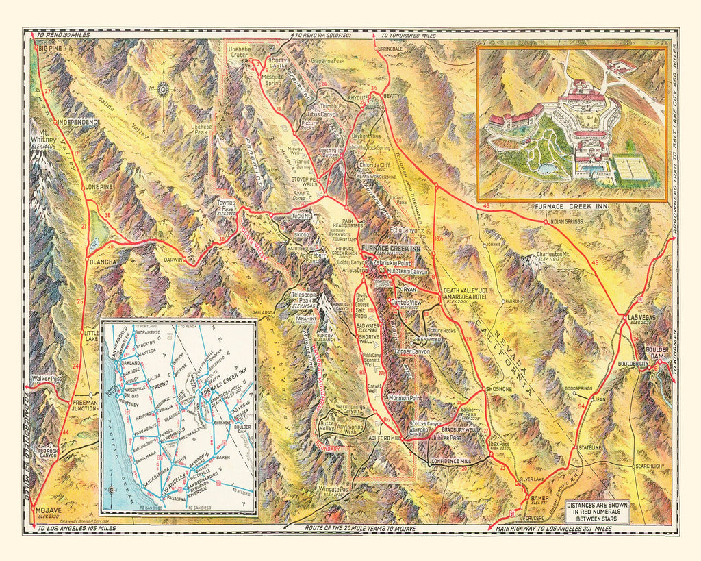 Vintage Map of Death Valley 1934