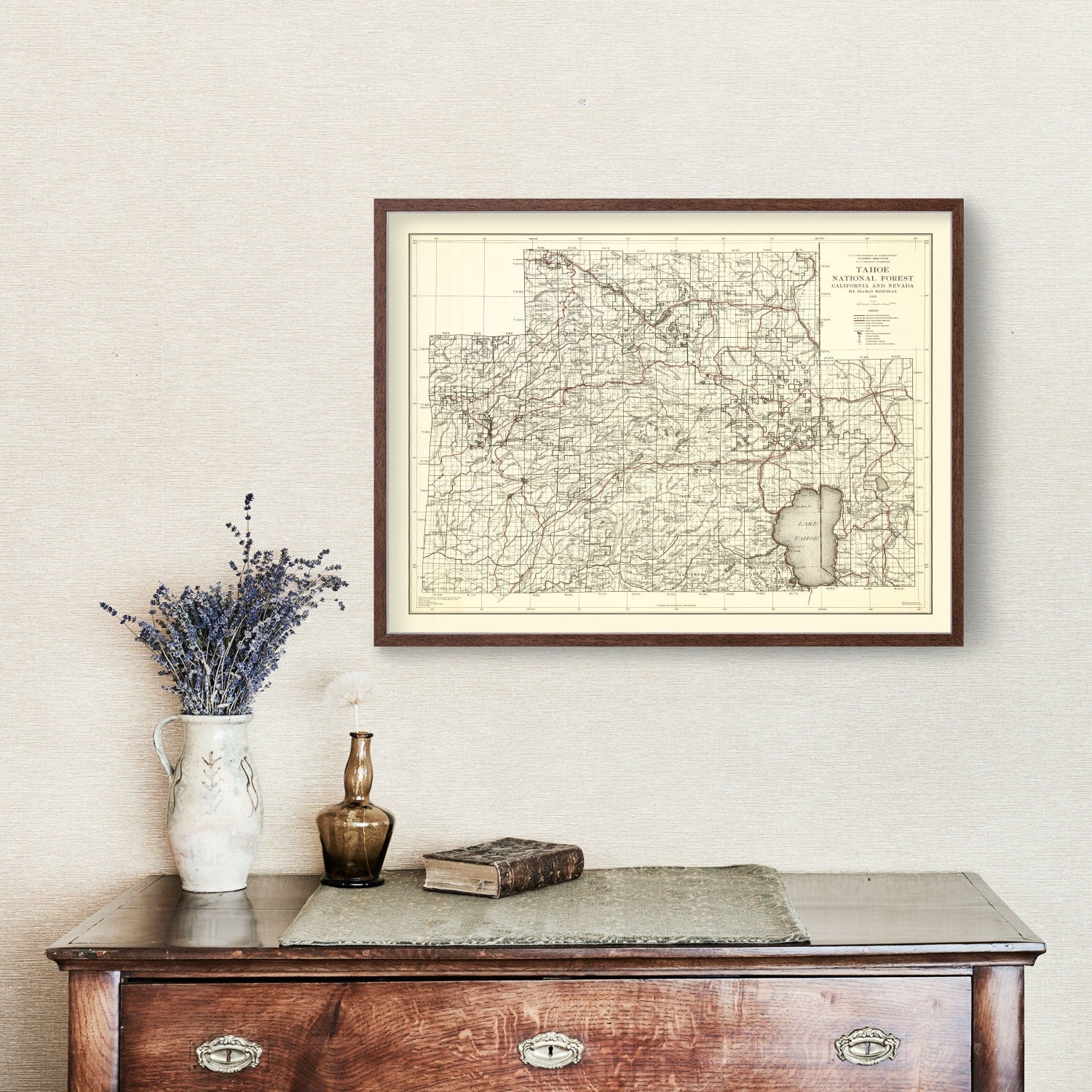 Vintage Map of Tahoe National Forest 1925