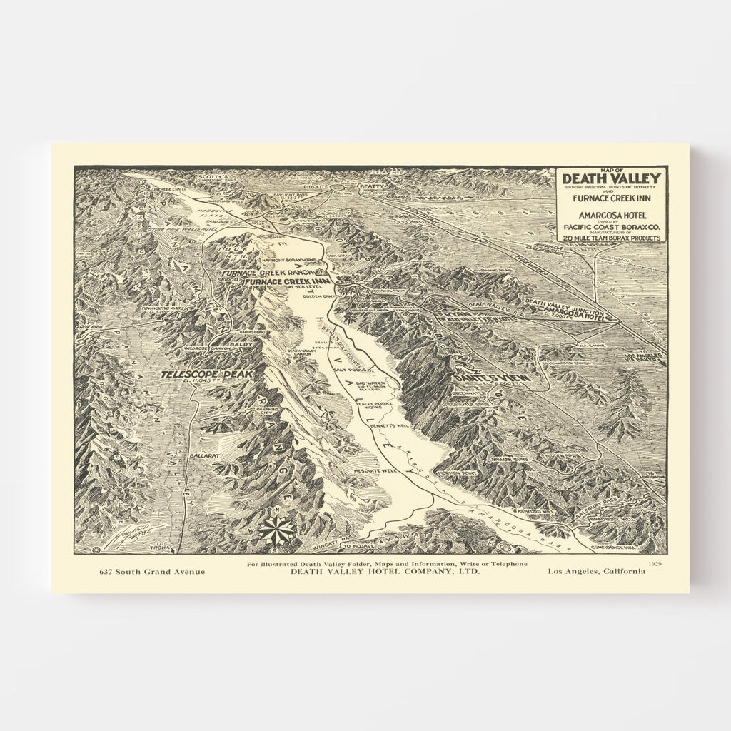 Vintage Map of Death Valley 1929