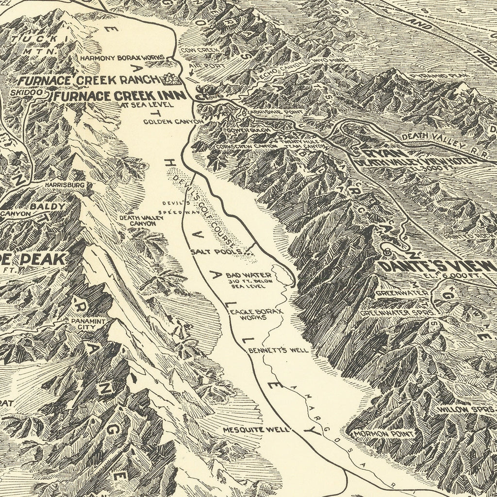 Vintage Map of Death Valley 1929