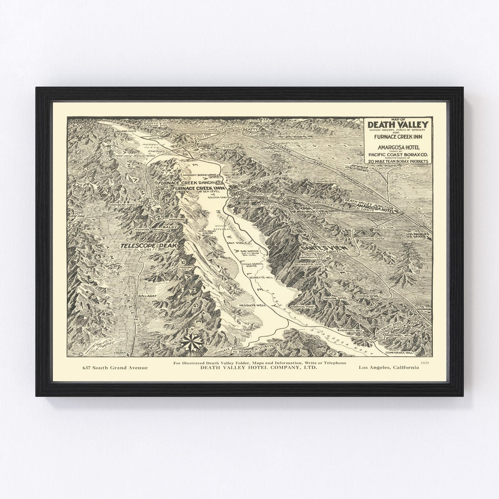 Vintage Map of Death Valley 1929