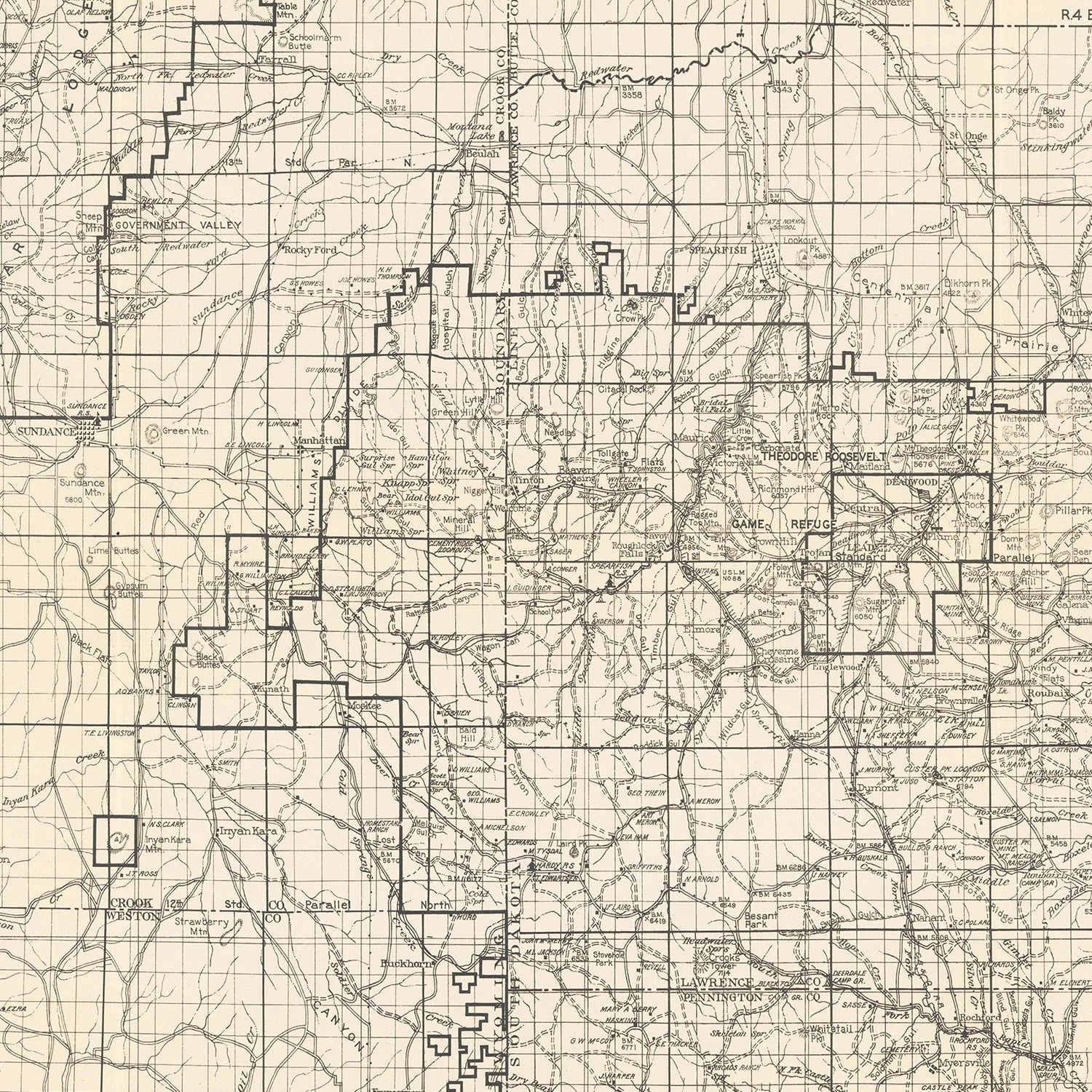 Vintage Harney National Forest Map 1939