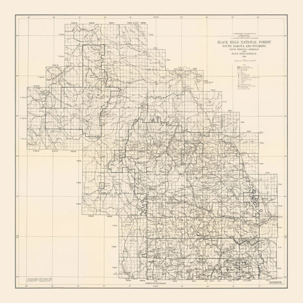 Vintage Harney National Forest Map 1939