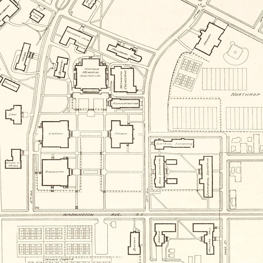 Vintage Campus Map of University of Minnesota 1930