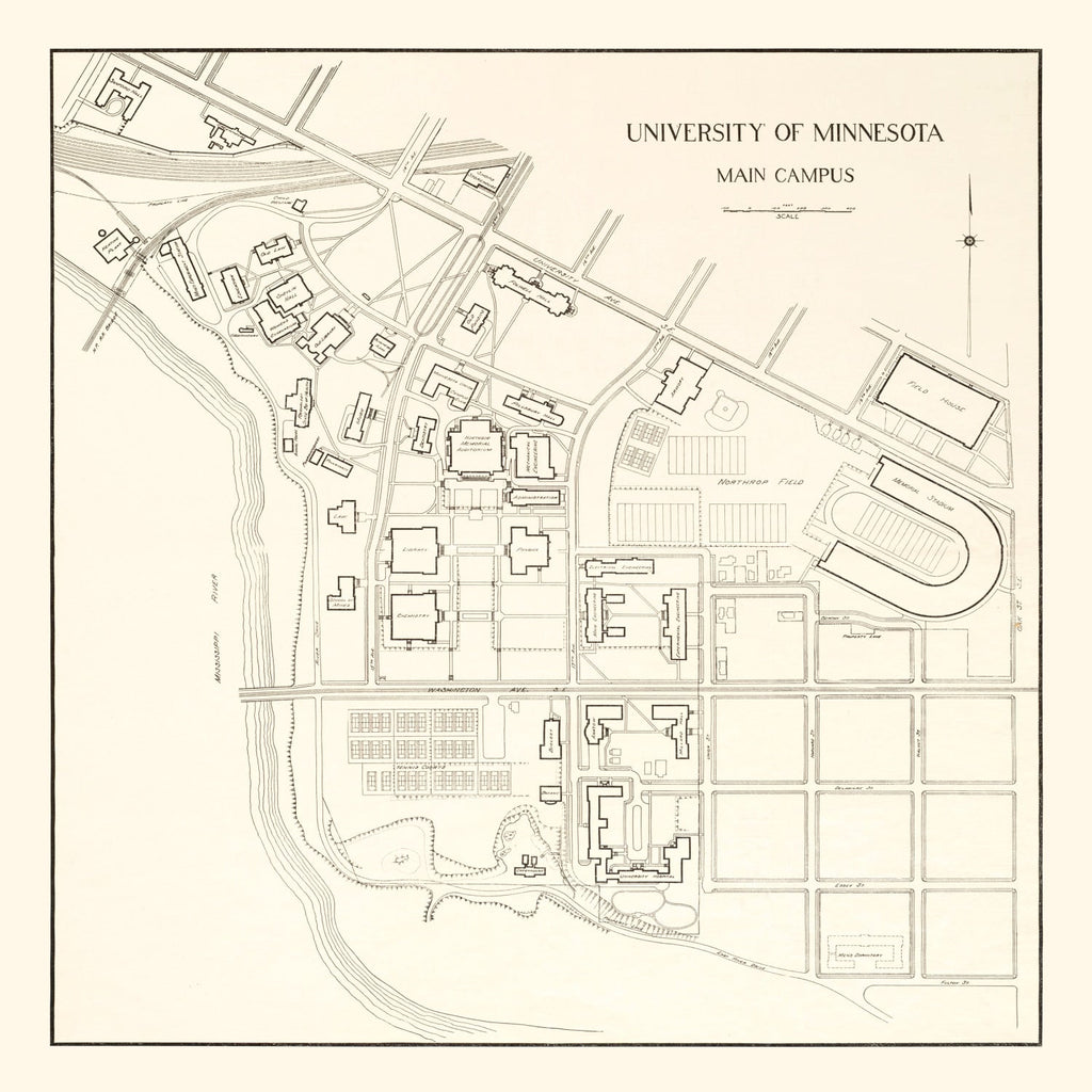 Vintage Campus Map of University of Minnesota 1930