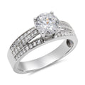 CZ 6mm Elegant Sterling Silver Plated Crossover Halo Engagement Ring