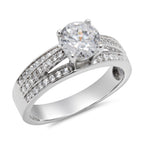 CZ 6mm Elegant Sterling Silver Plated Crossover Halo Engagement Ring