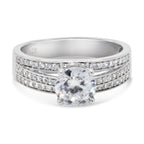 CZ 6mm Elegant Sterling Silver Plated Crossover Halo Engagement Ring