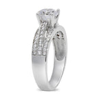CZ 6mm Elegant Sterling Silver Plated Crossover Halo Engagement Ring
