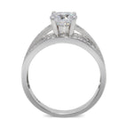 CZ 6mm Elegant Sterling Silver Plated Crossover Halo Engagement Ring