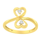 14KT Yellow Gold 1/20 ctw. Dual Heart Diamond Ring (K-L, I1-I2) - Size 7