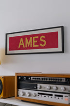 Framed Ames Red and Gold Bus Scroll