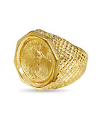 Fancy Solid White/Yellow/Rose Gold Handmade Coin Ring , 1/10oz Coin ,