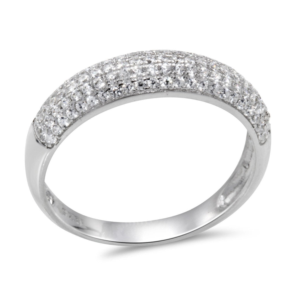 CZ 4mm Band Vintage White Gold Plated Sterling Silver Ring, Engagement Ring