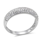 CZ 4mm Band Vintage White Gold Plated Sterling Silver Ring, Engagement Ring