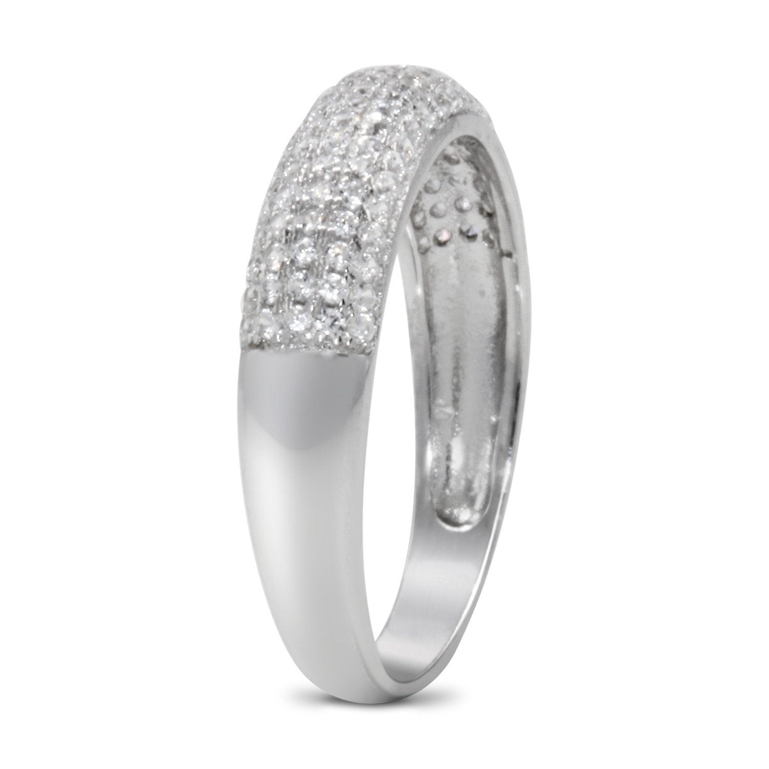 CZ 4mm Band Vintage White Gold Plated Sterling Silver Ring, Engagement Ring