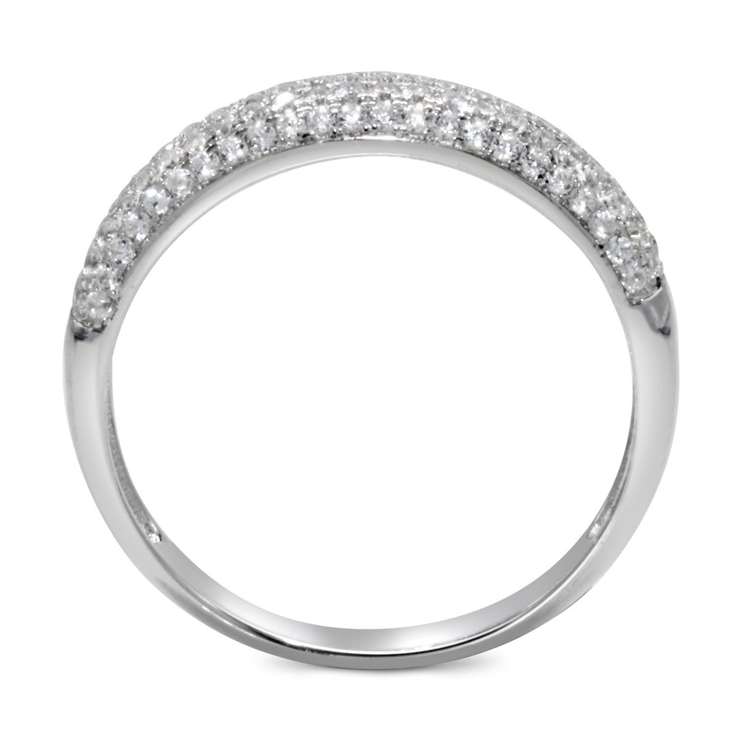 CZ 4mm Band Vintage White Gold Plated Sterling Silver Ring, Engagement Ring