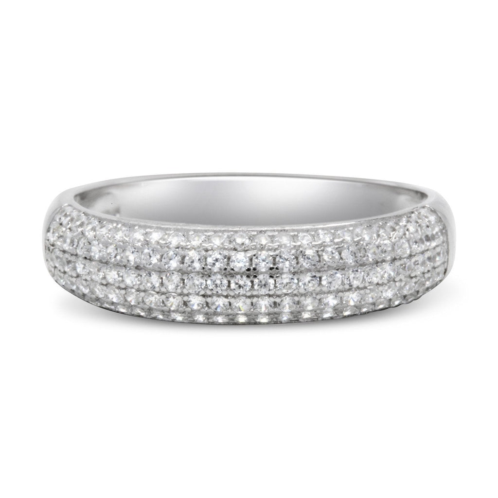 CZ 4mm Band Vintage White Gold Plated Sterling Silver Ring, Engagement Ring