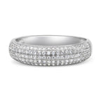 CZ 4mm Band Vintage White Gold Plated Sterling Silver Ring, Engagement Ring