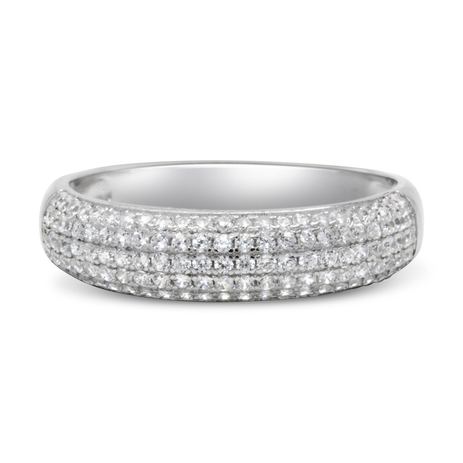 CZ 4mm Band Vintage White Gold Plated Sterling Silver Ring, Engagement Ring