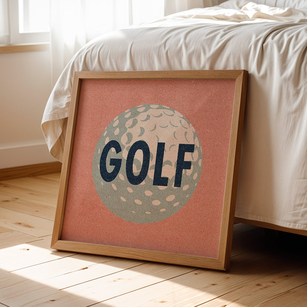 Retro Golf Ball Art Print Salmon Pink