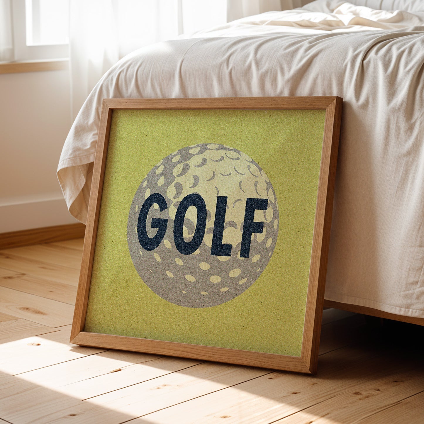 Retro Golf Ball Art Print Lemon Yellow