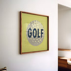 Retro Golf Ball Art Print Lemon Yellow