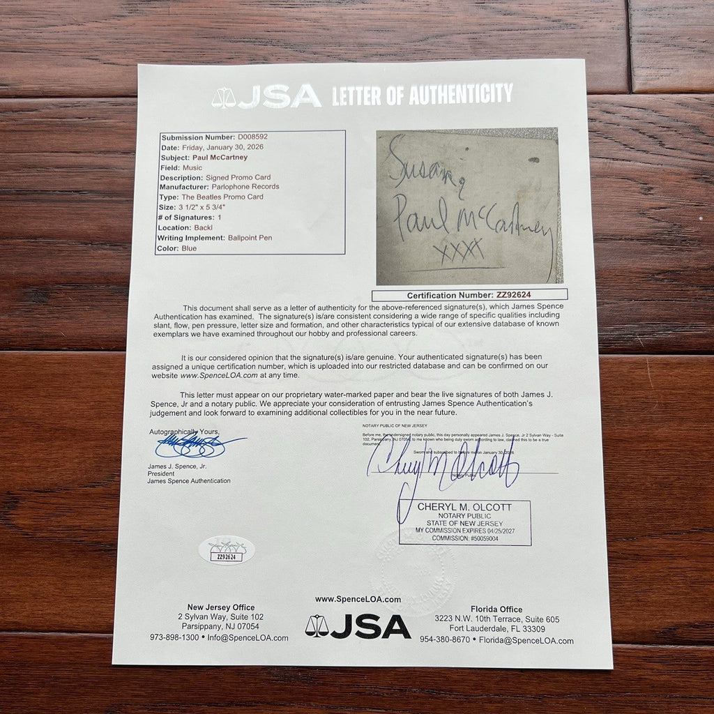 PAUL McCARTNEY * JSA Beatles Parlophone Promo Card AUTOGRAPH Set SIGNED by Paul