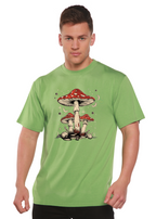 Boho Retro Hippie Mushrooms Natural Unisex Bamboo/Cotton Graphic T-Shirt