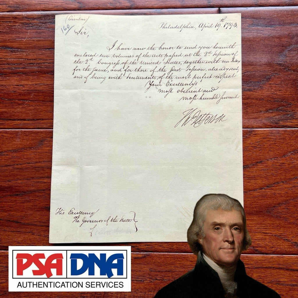 THOMAS JEFFERSON Signed Letter Sending the Fugitive Slave Act Autograph * PSA