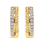 10K Yellow Gold 1/10 Cttw Diamond and Rope Twist Huggy Hoop Earrings (H-I Color, I1-I2 Clarity)